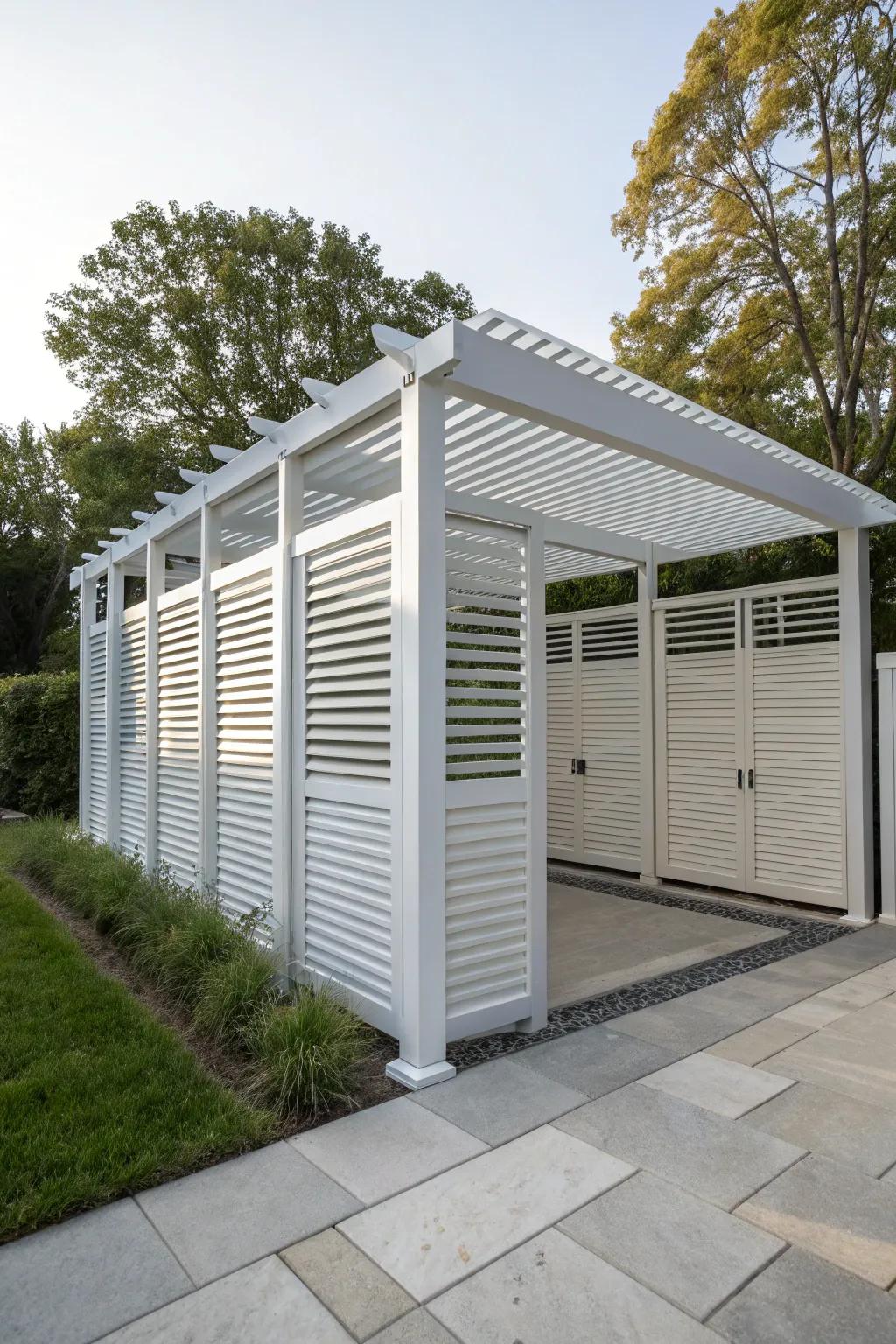 Elegant louvered walls for a private pergola