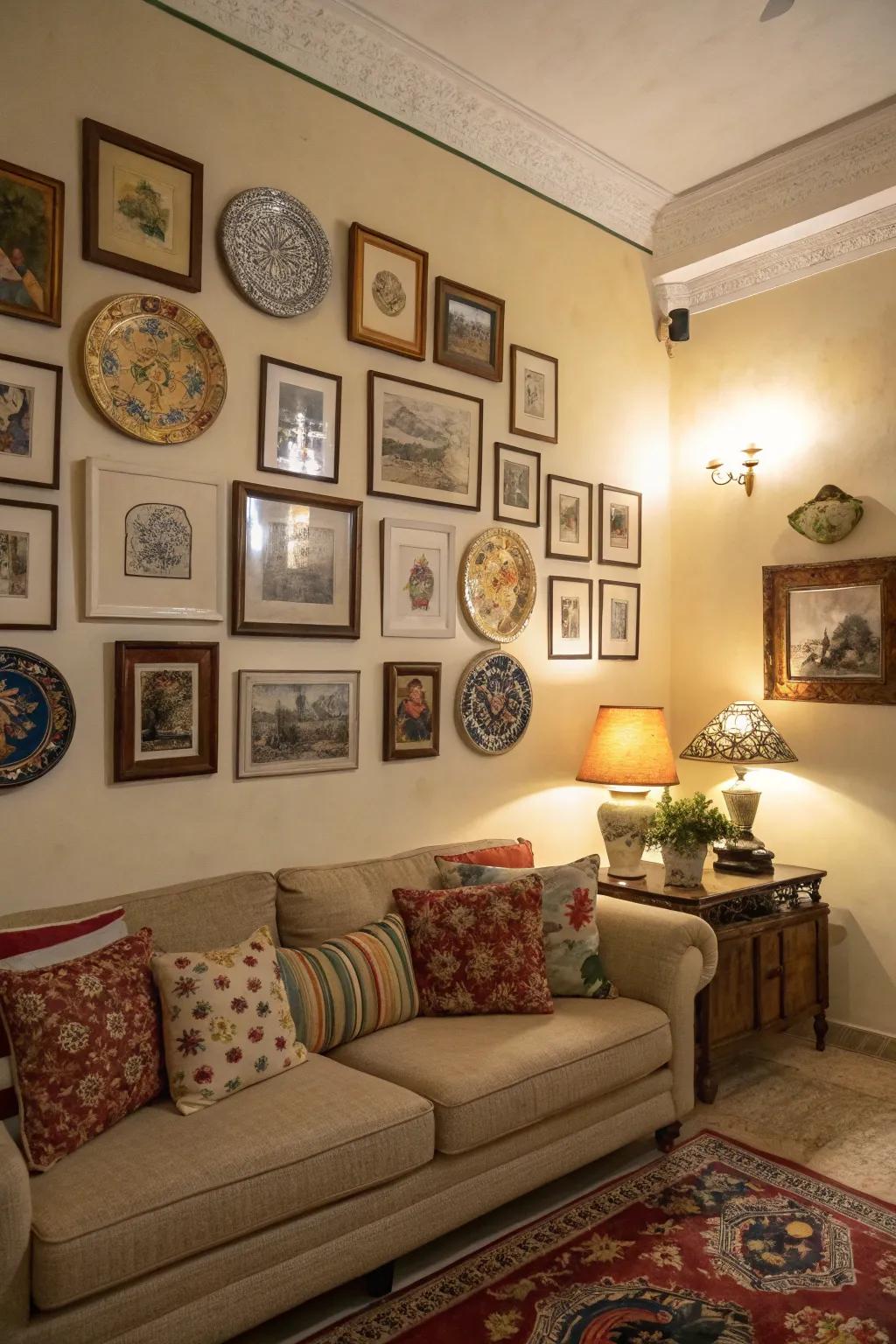 Wall art enriches character and intrigue.