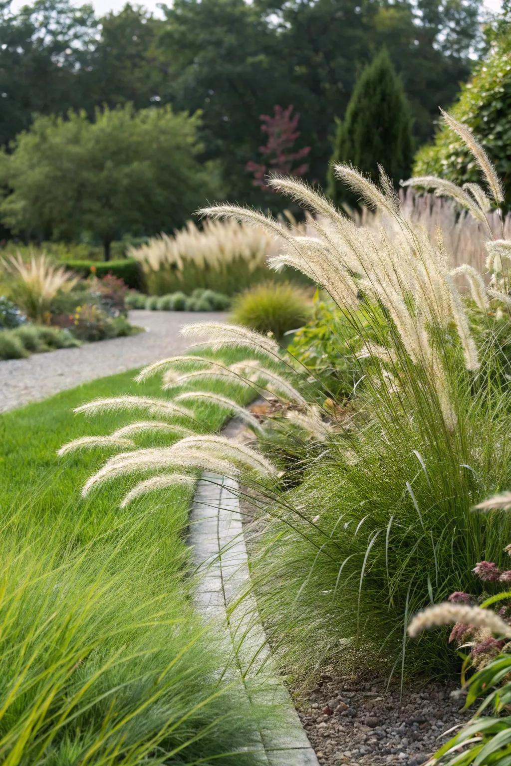 Graceful grass accents bring elegant movement to your garden.