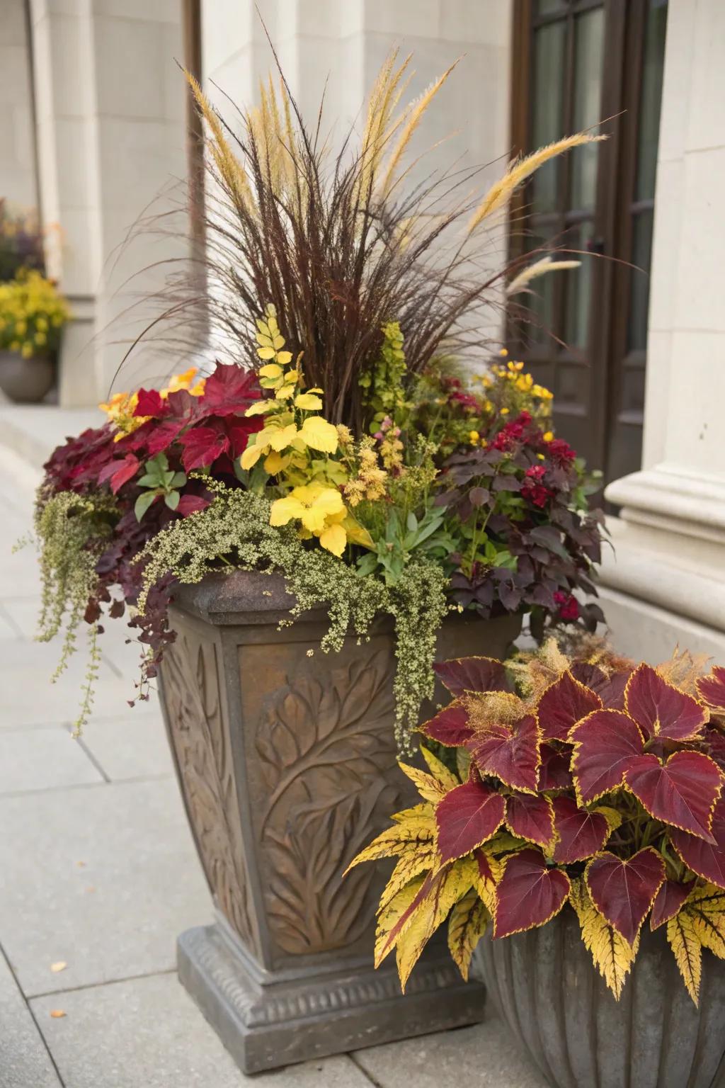 Burgundy and gold offer a chic take on fall colors.