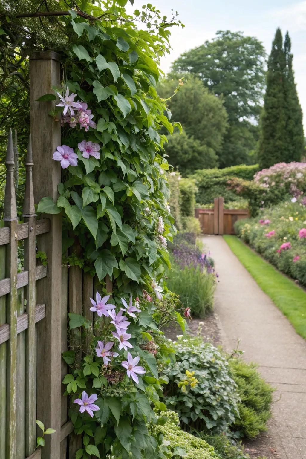 Climbing plants transform your fence into a vertical garden.