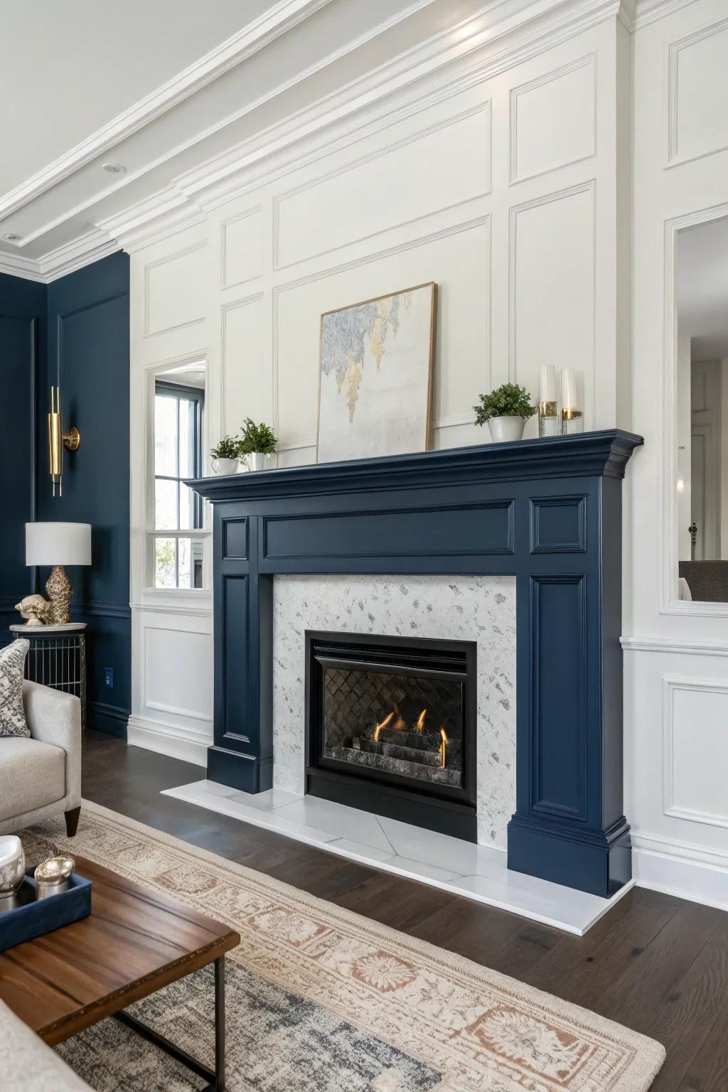 Contrasting shades can make your fireplace the main point of the room.