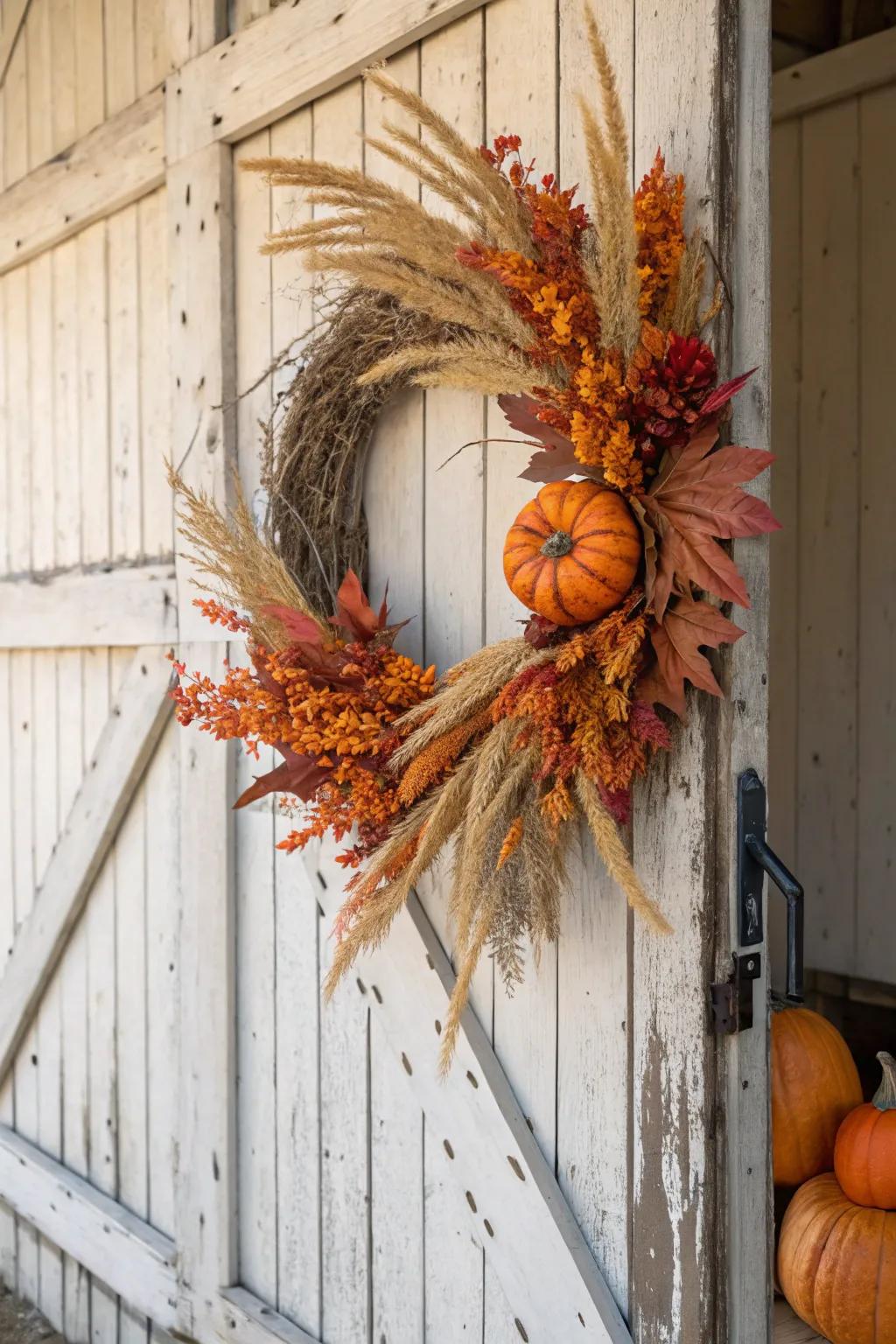 Comforting autumnal mood with a harvest wreath.