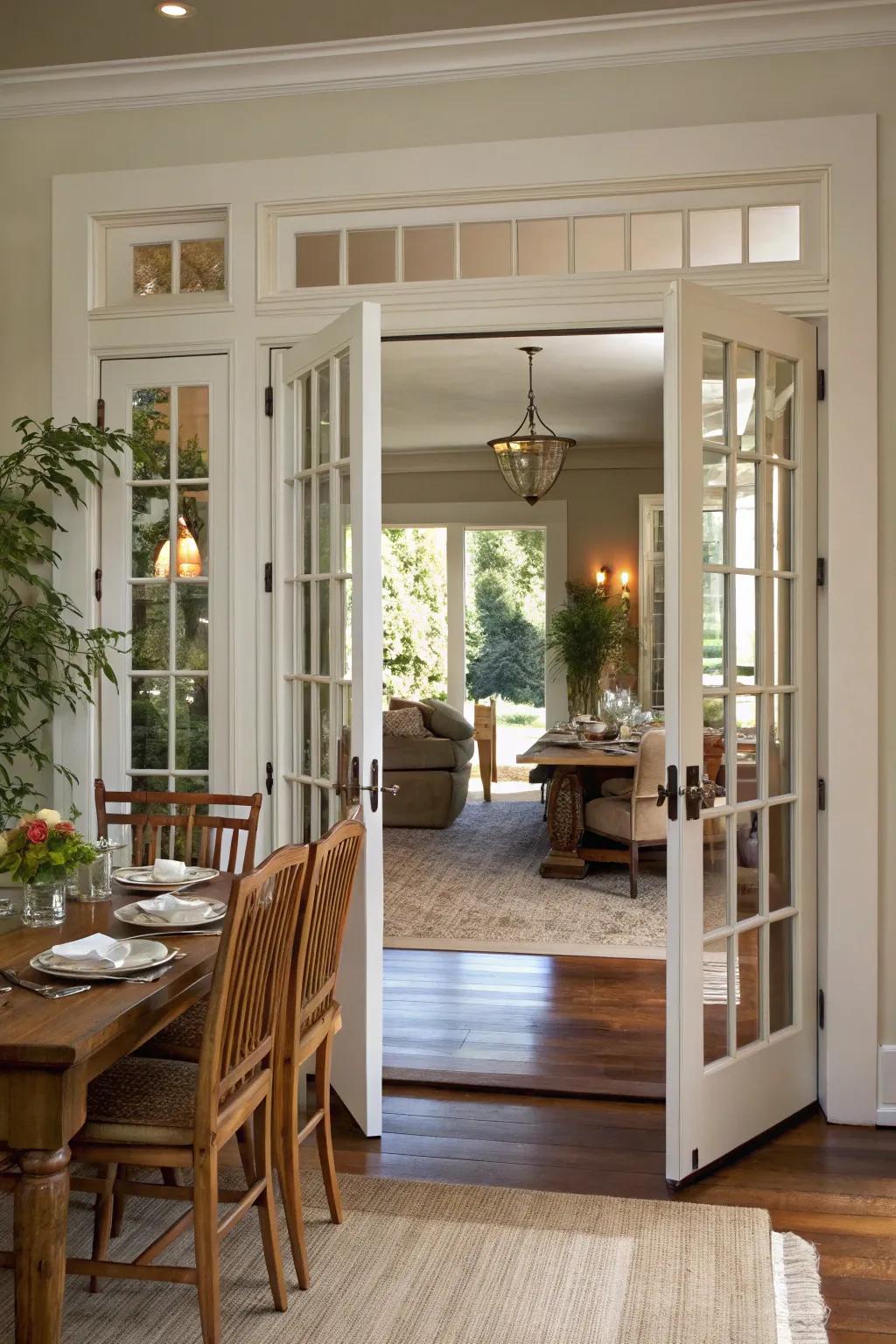 Elegant partitioning with French doors maintaining openness