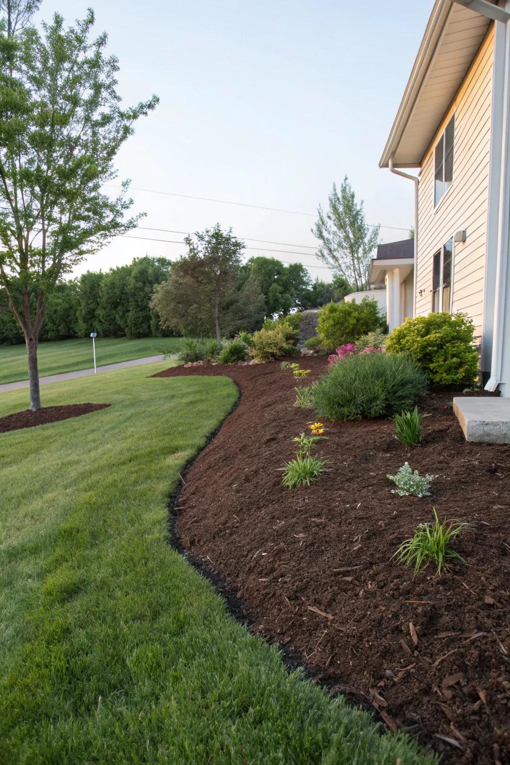 Mulch adds both function and style to your berm.