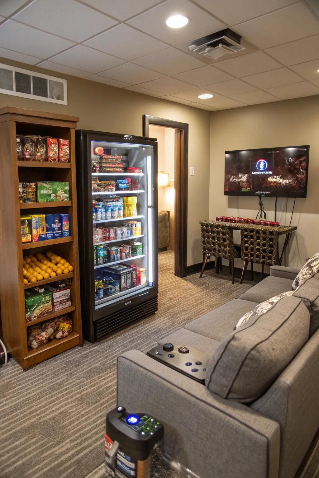 A snack bar keeps refreshments close for uninterrupted fun.