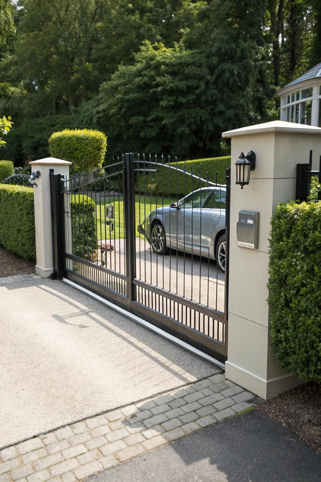 An automated gate blends ease with elegance.