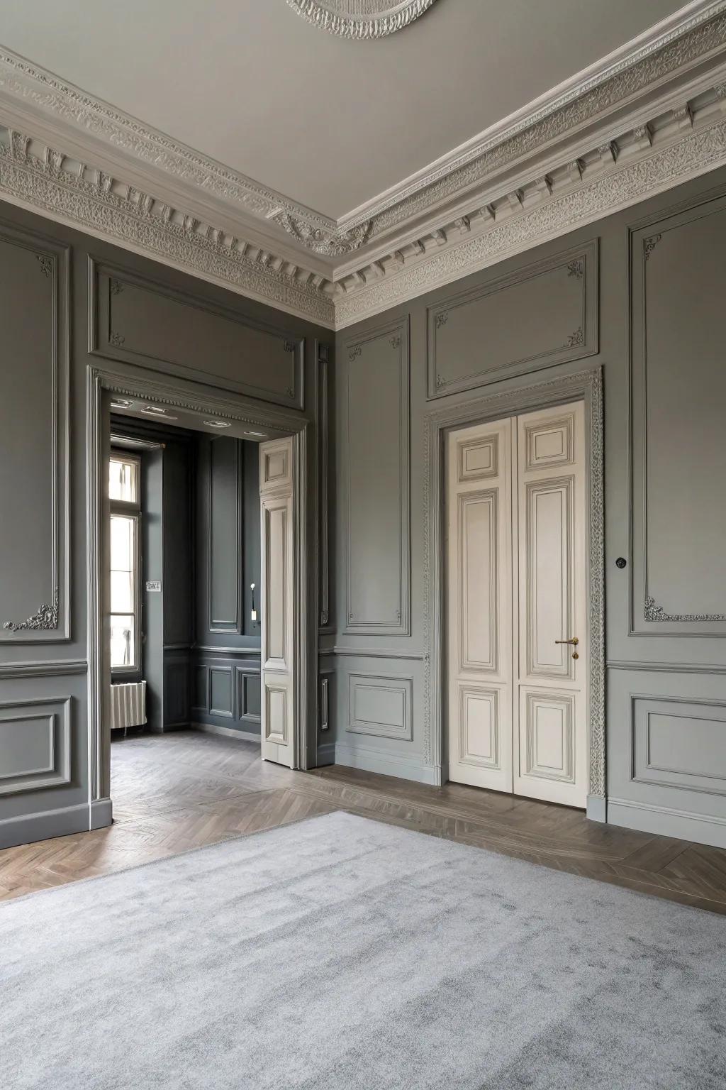 Contrasting architectural features enrich visual interest.