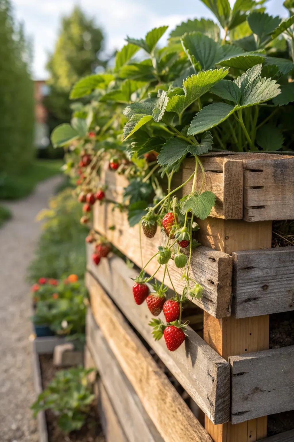 Elevate your garden game with a DIY pallet strawberry planter—freshness at your fingertips!
