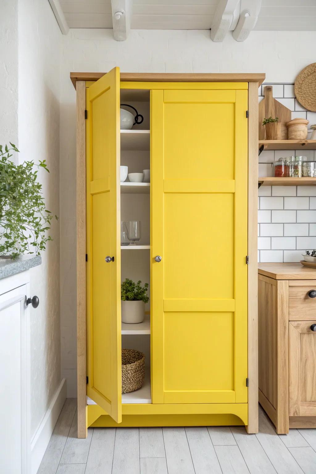 Brighten up your kitchen with a surprise splash of color inside your cabinets!