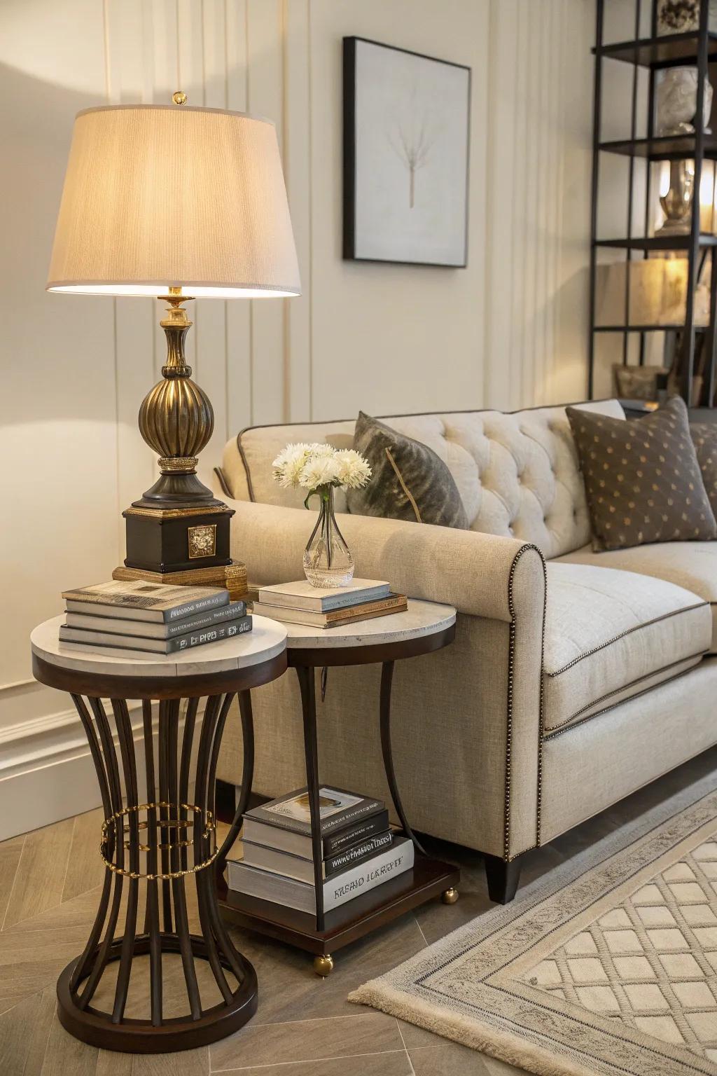 Side tables add functionality and style to your living room layout.