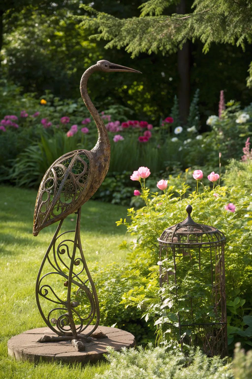 Transform your garden into an artistic haven with a captivating metal sculpture.