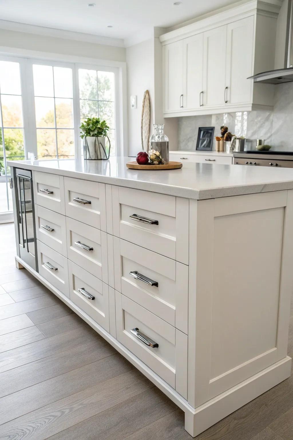 Maximize storage with well-planned drawers and cabinets.