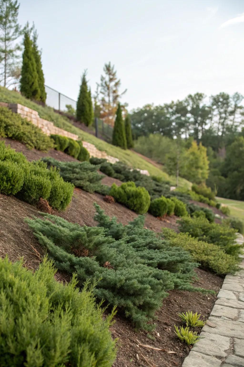 Low junipers offer a lavish fix for slopes
