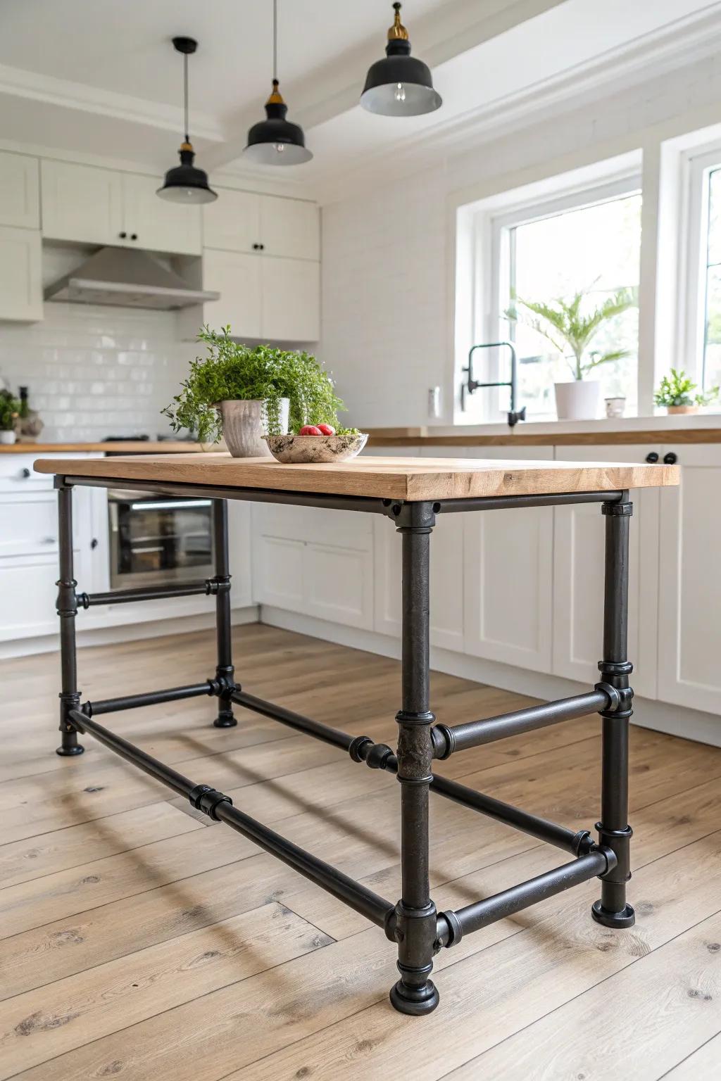 Transform your kitchen with a stunning Metal Pipe Marvel - where industrial chic meets minimalist elegance.