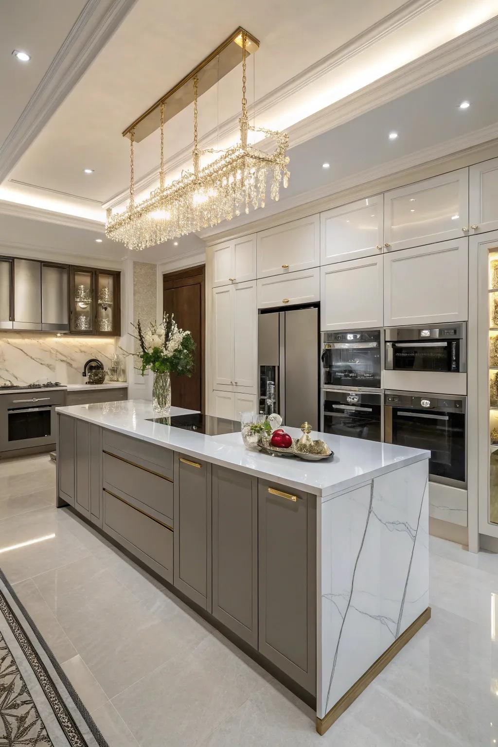 Quartz surfaces blend luxury with functionality.