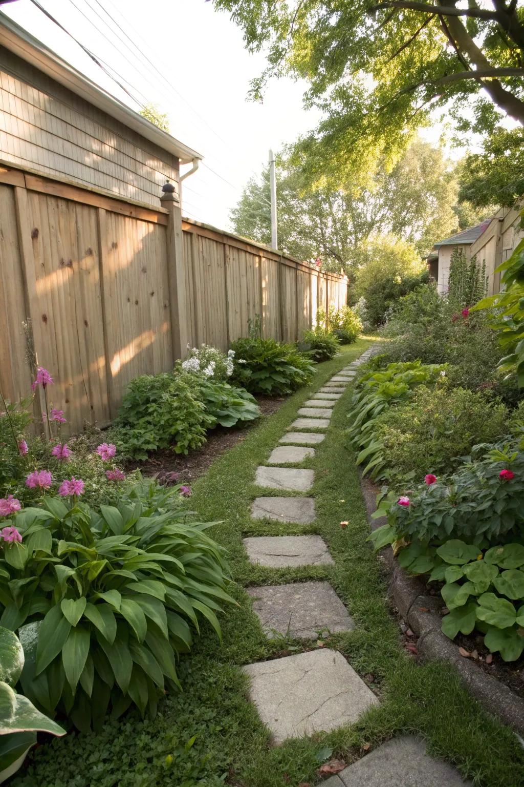 Stepping stones add a playful element to garden paths.