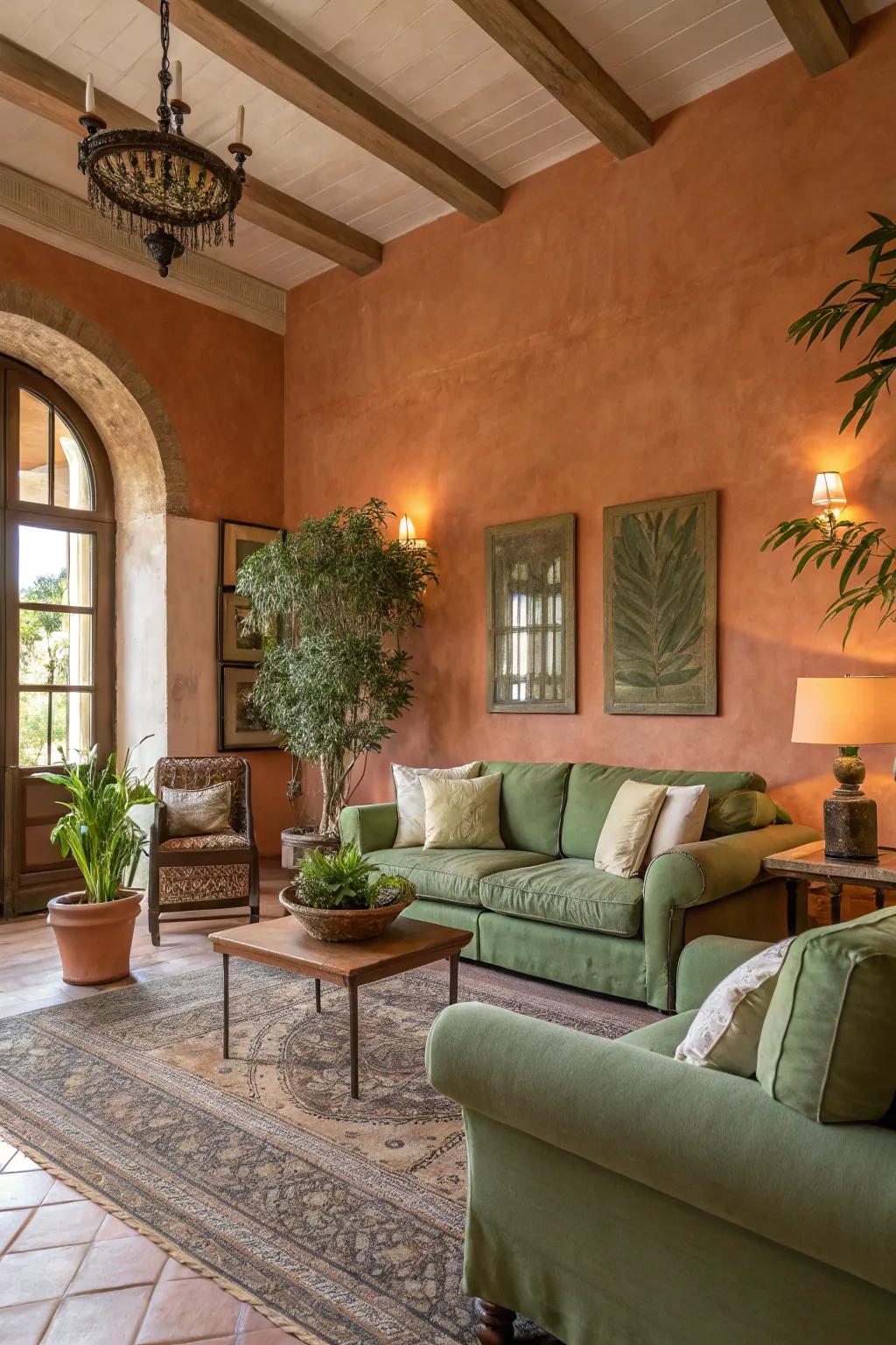 Earthy tones connect this living room to the natural world.