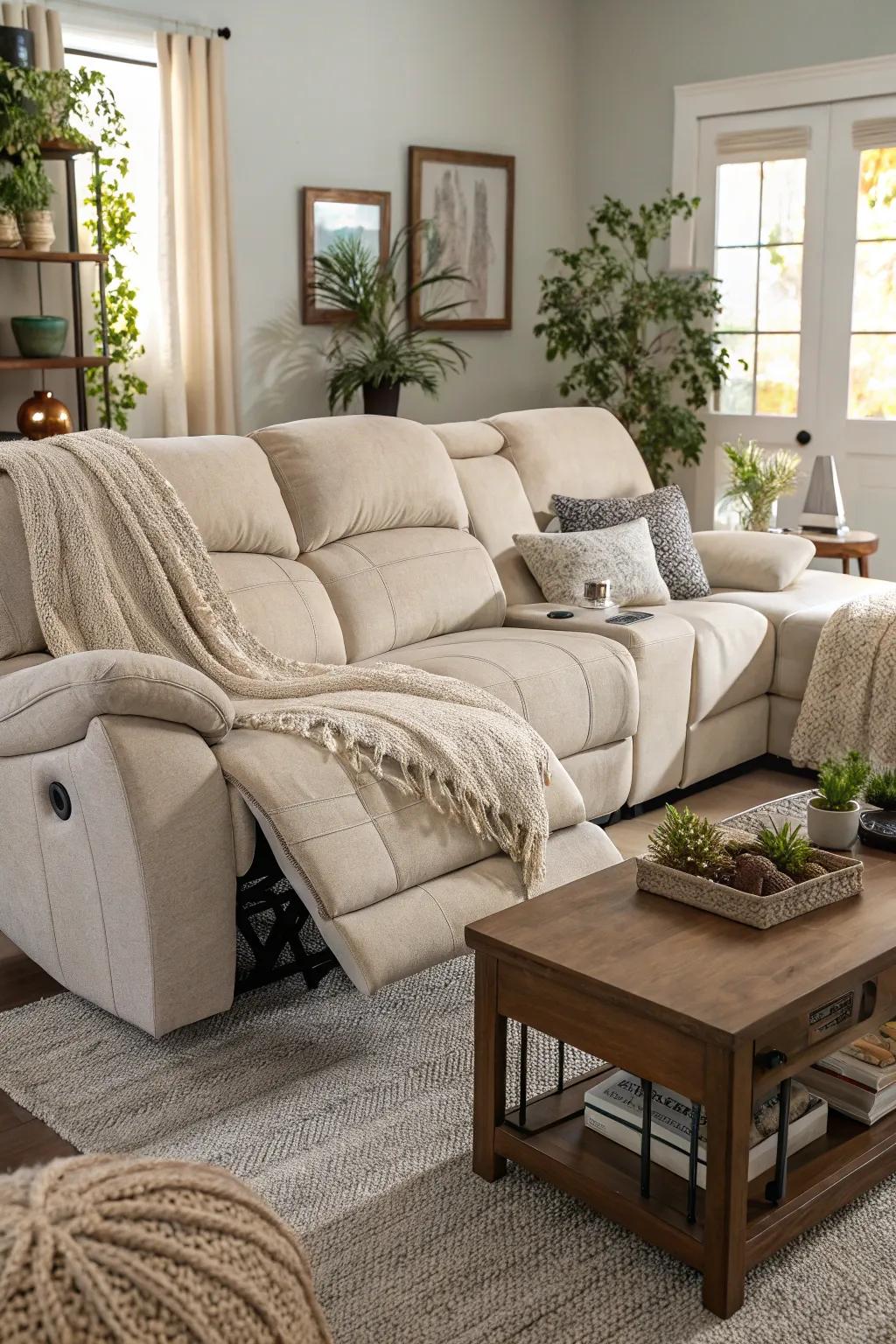 A seamless blend of comfort with a recliner and sectional sofa.