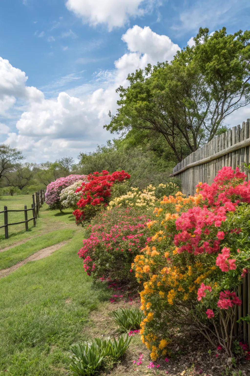 Flowering shrubs add color and require minimal maintenance.