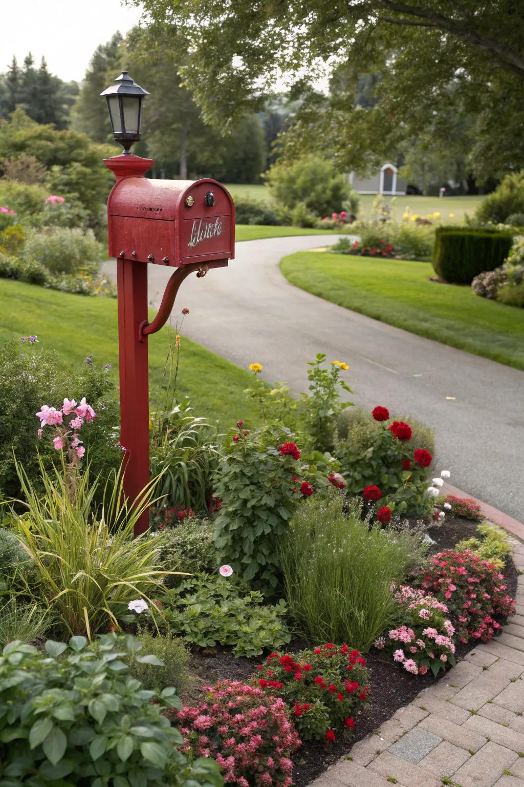 Improve curb appeal by connecting your mailbox post with garden elements.