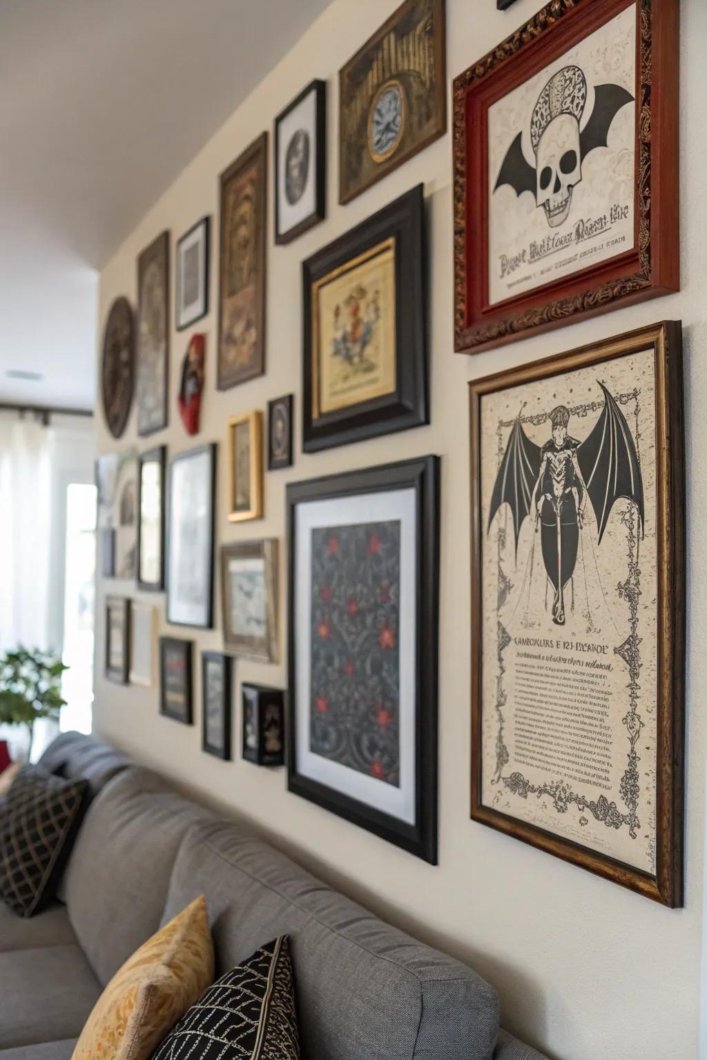 A gallery wall adds character and depth.
