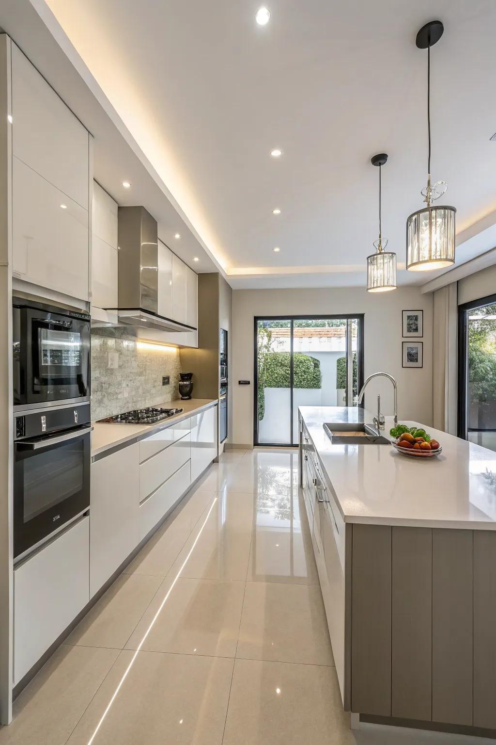 Mix style and durability by using artificial stone surfaces.