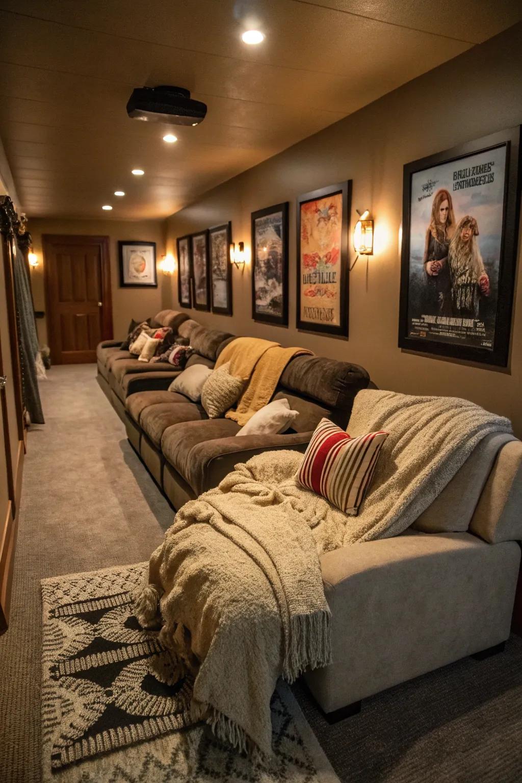 A cozy lounge setup perfect for relaxed movie nights.