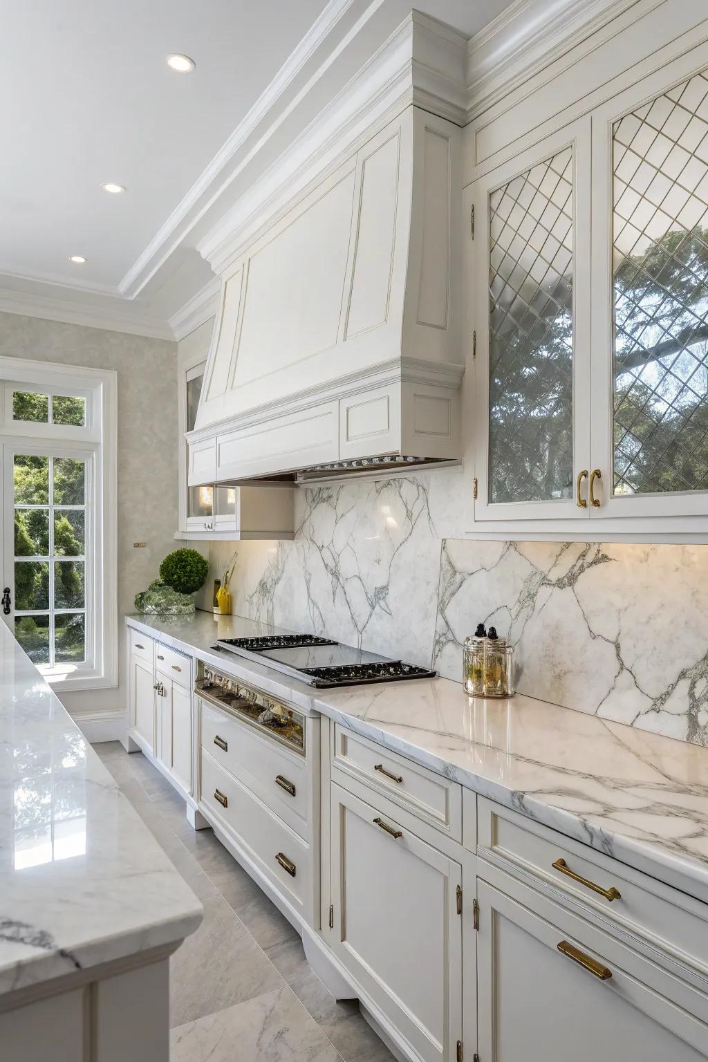 Marble worktops boost the sophistication of any kitchen.