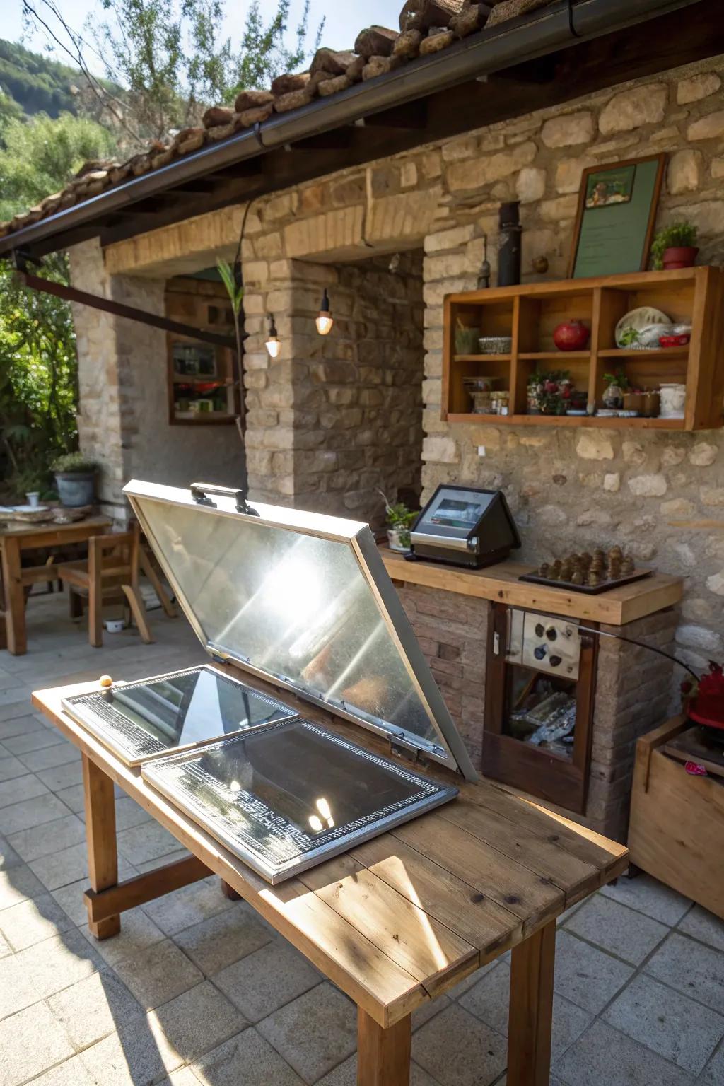 Solar ovens offer a sustainable cooking method harnessing the sun's energy.