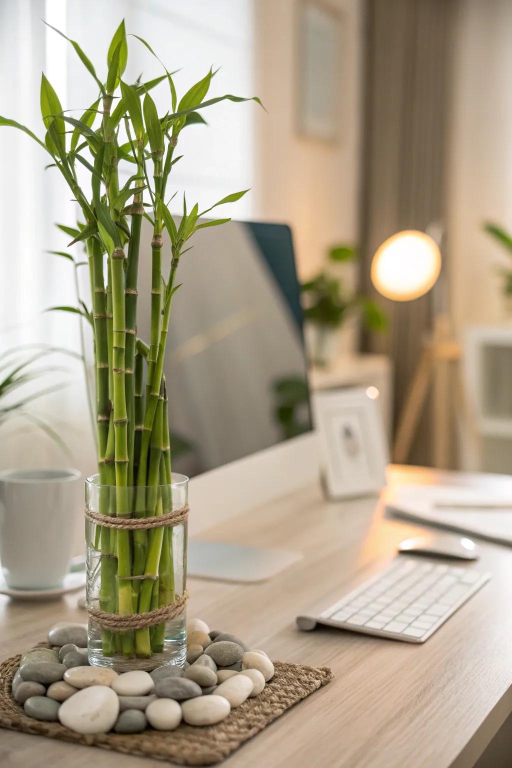 Establish a quiet corner with stalk arrangements, bringing peace and elegance to your workspace.