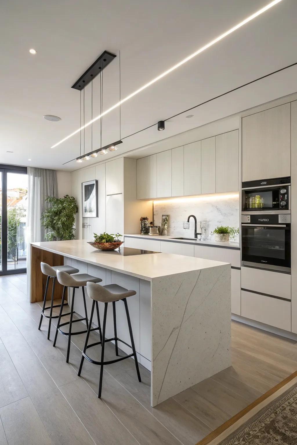 Seamlessly integrated appliances create a sleek and unobtrusive kitchen design.