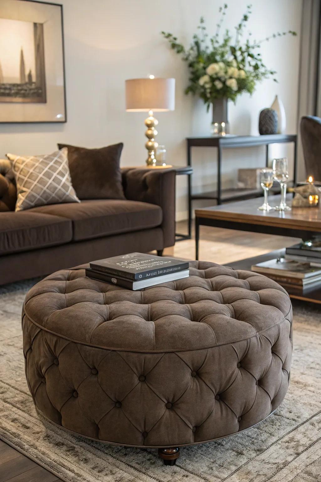 A textured ottoman enhancing the sense of touch
