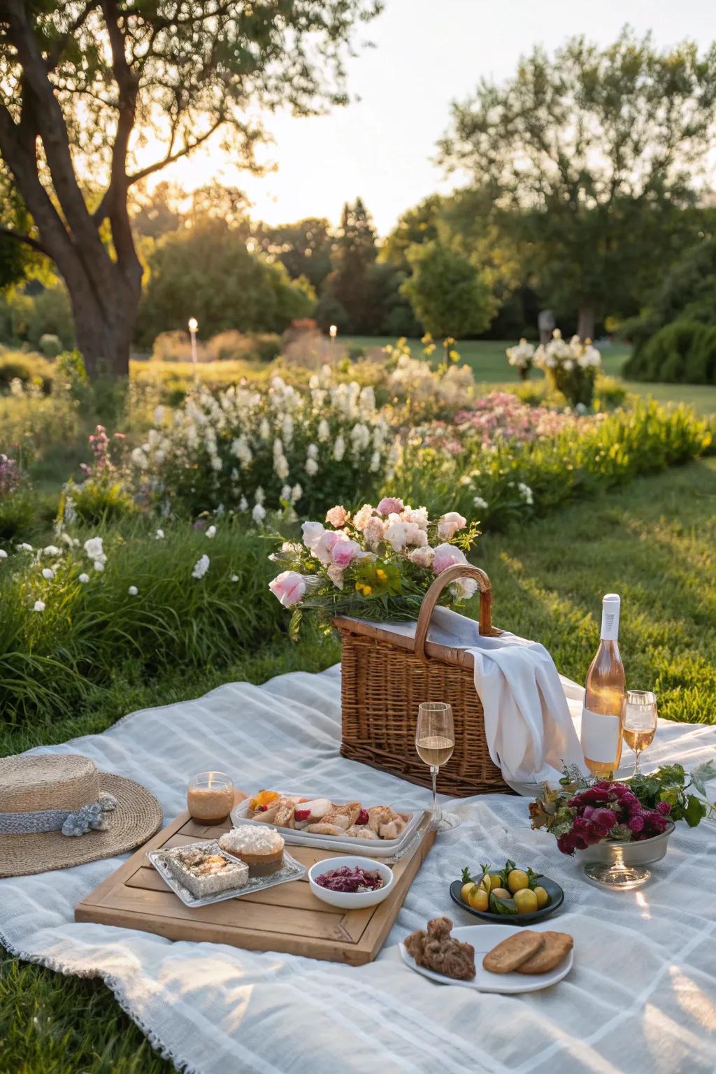 A relaxed and chic picnic, ideal for intimate chats.