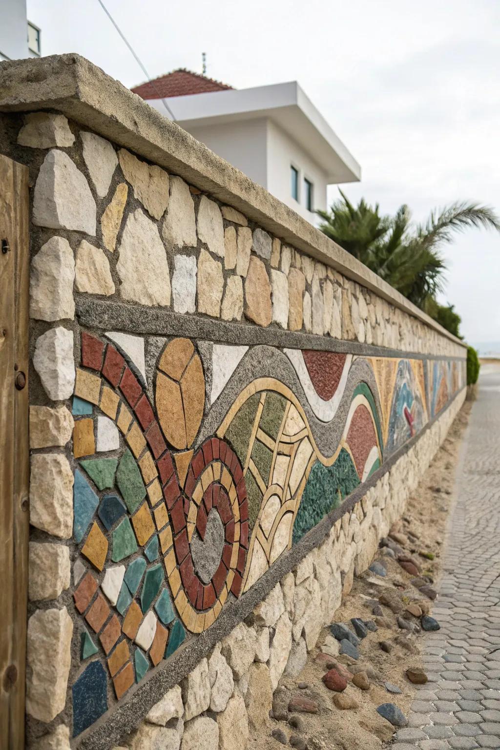 Mosaic stone walls display a distinct and artistic aspect.