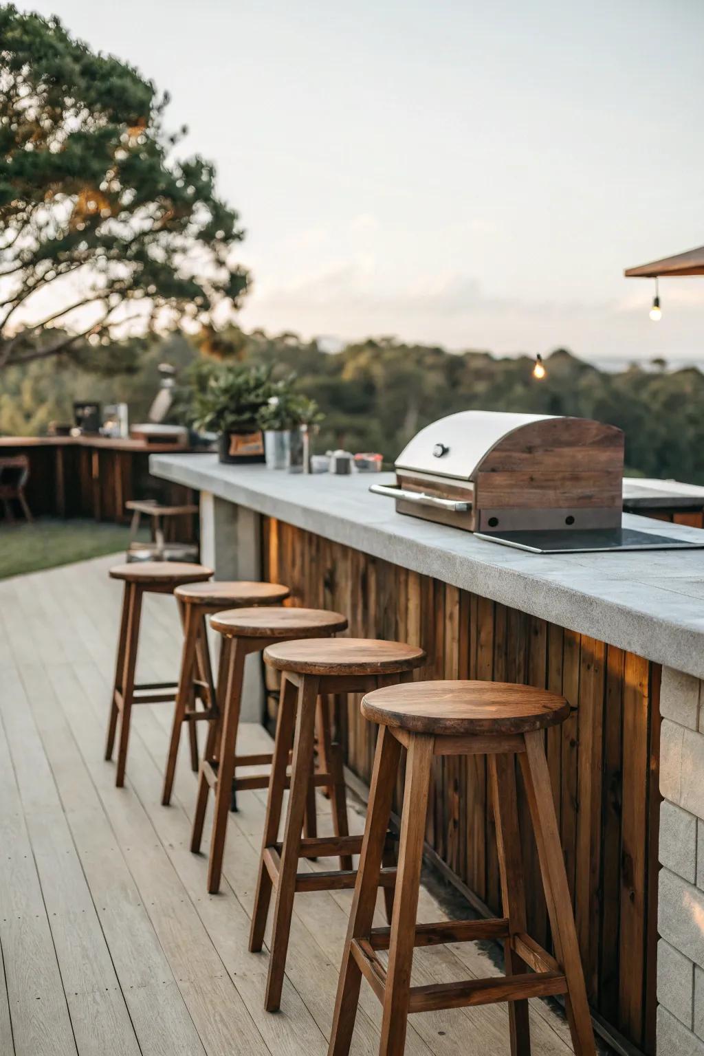 Entertain guests with a stylish bar seating area by your grill.