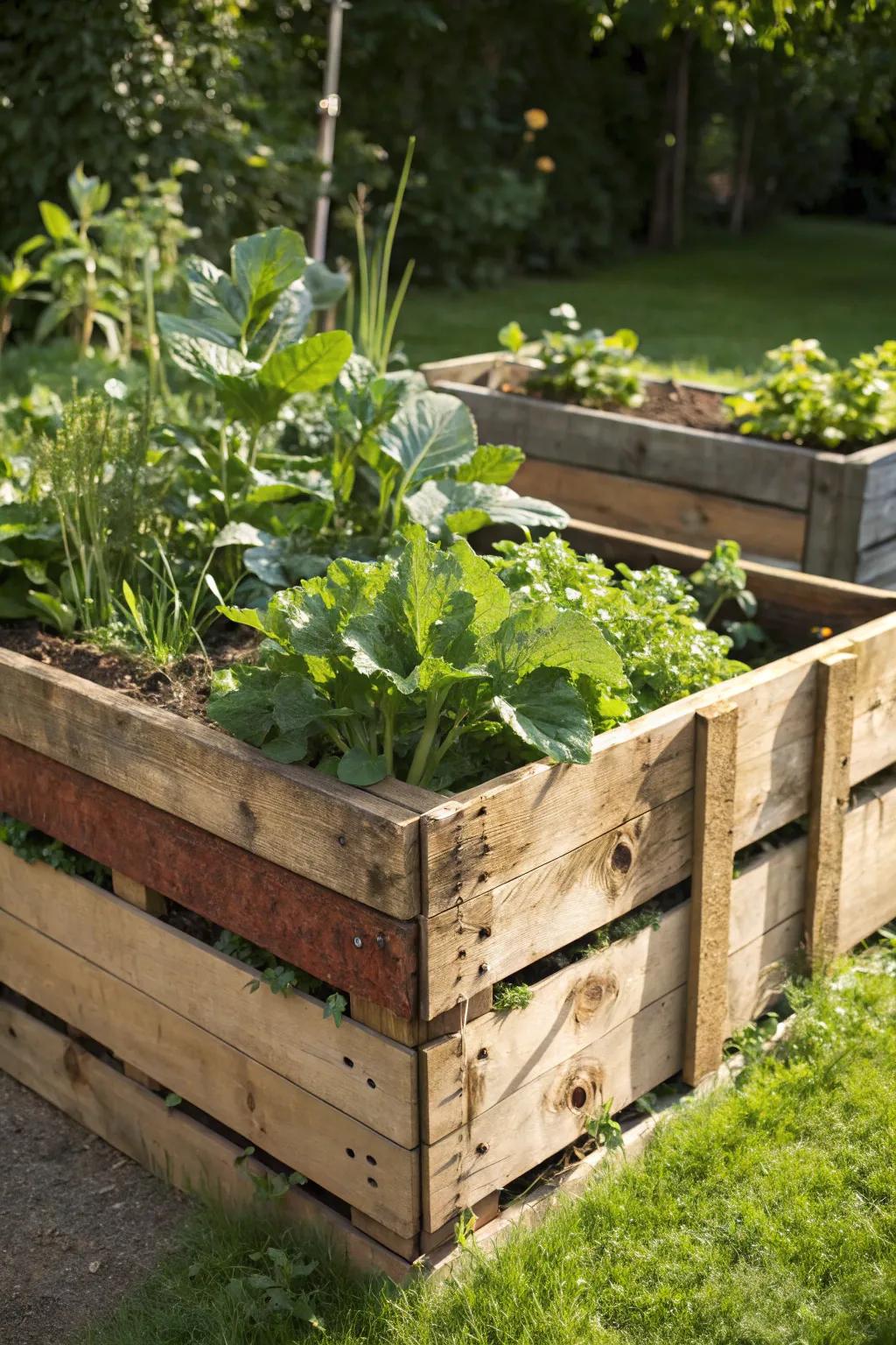 Elevate your gardening game with a stylish pallet-raised vegetable bed.