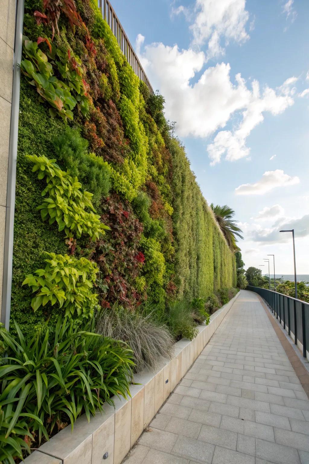 A sky garden transforms walls into verdant masterpieces.