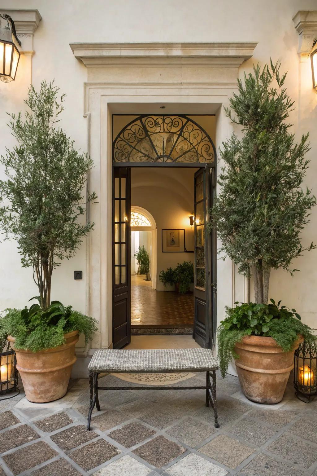 Greet visitors with an awe-inspiring plant ensemble in your entryway.