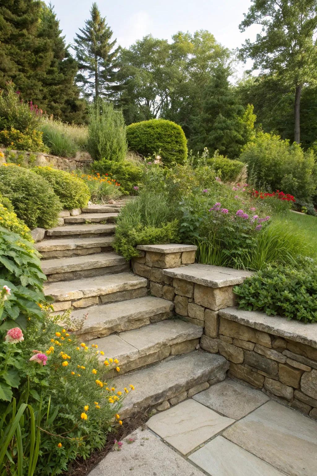 Integrated ascensions augment both utility and aesthetics to retaining walls.