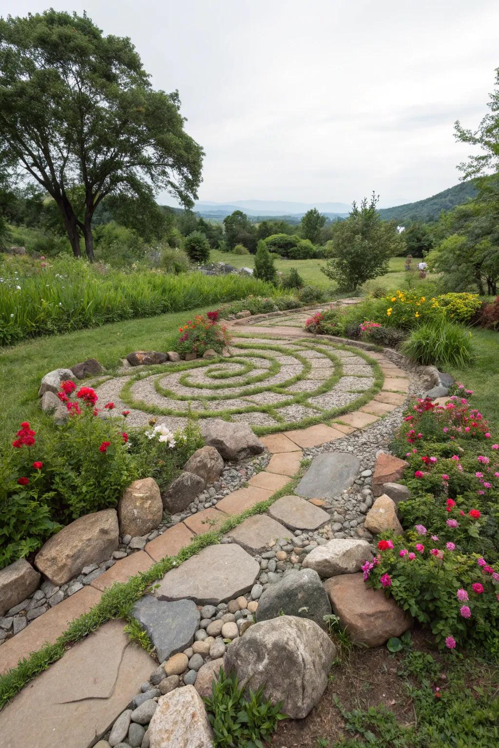 Intricate stone paths beckon exploration.