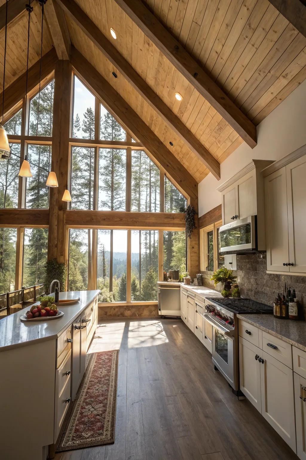 Vaulted ceilings create an open, airy feel.