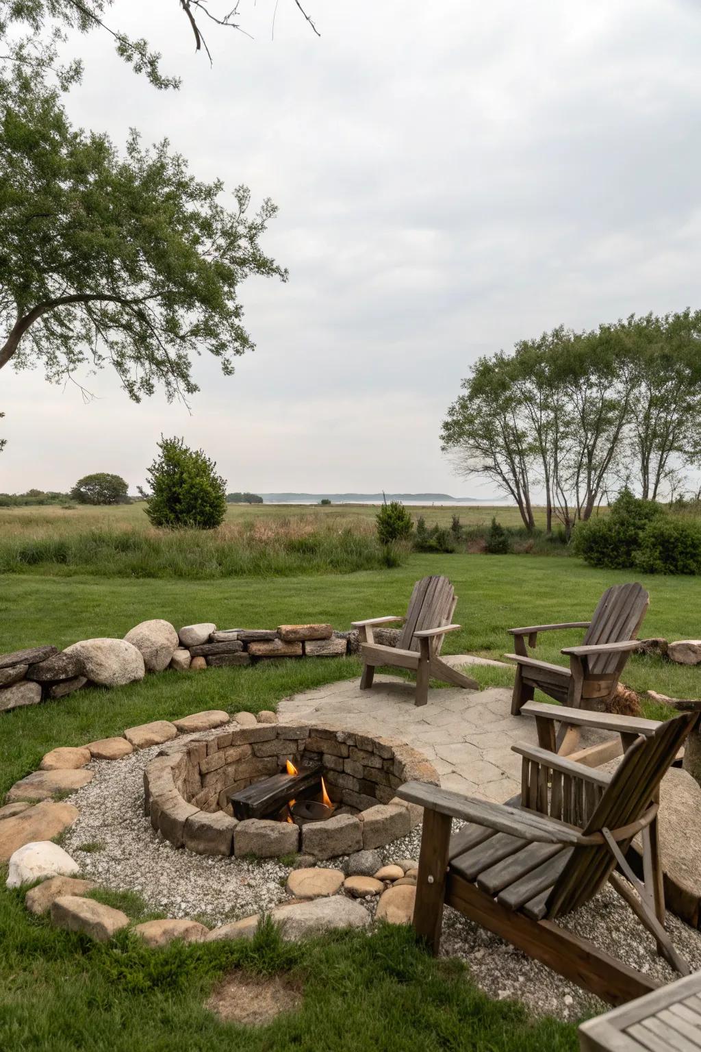 A rustic fire pit inviting cozy evenings outdoors.