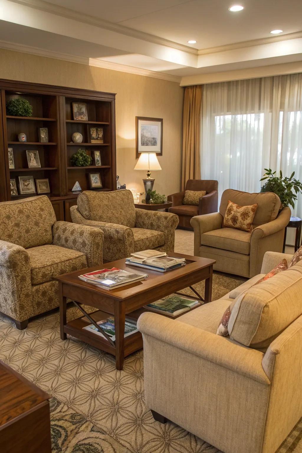 Comfortable seating is key for creating inviting spaces in rustic homes.