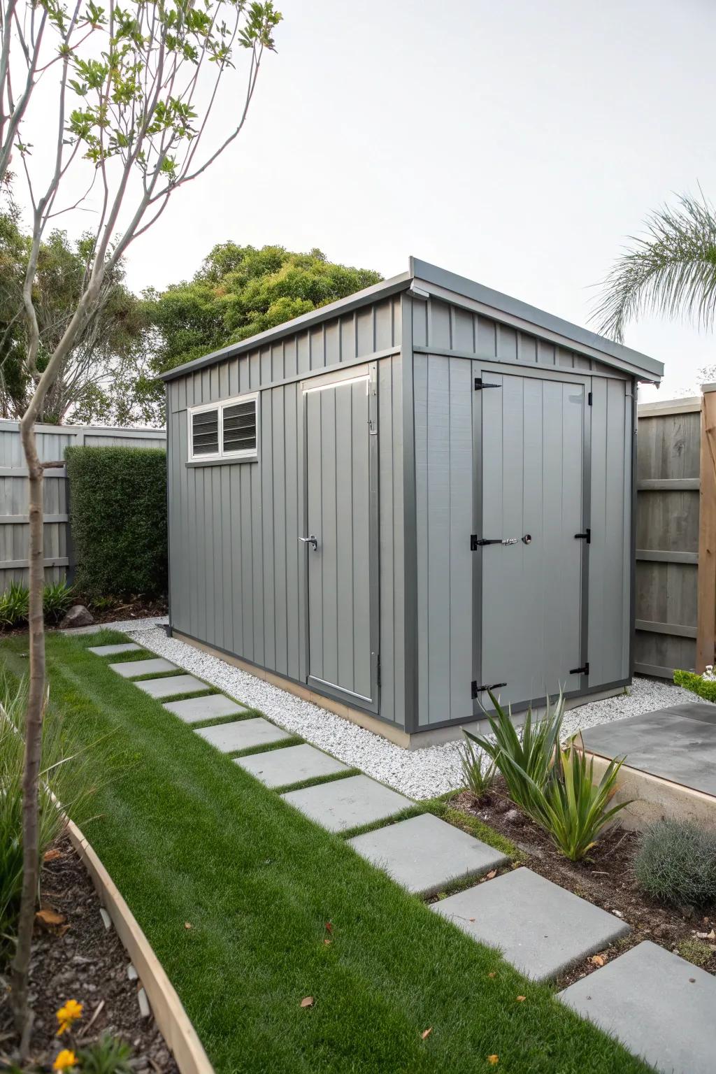 Sophisticated gray sheds exude modern elegance with a touch of class.