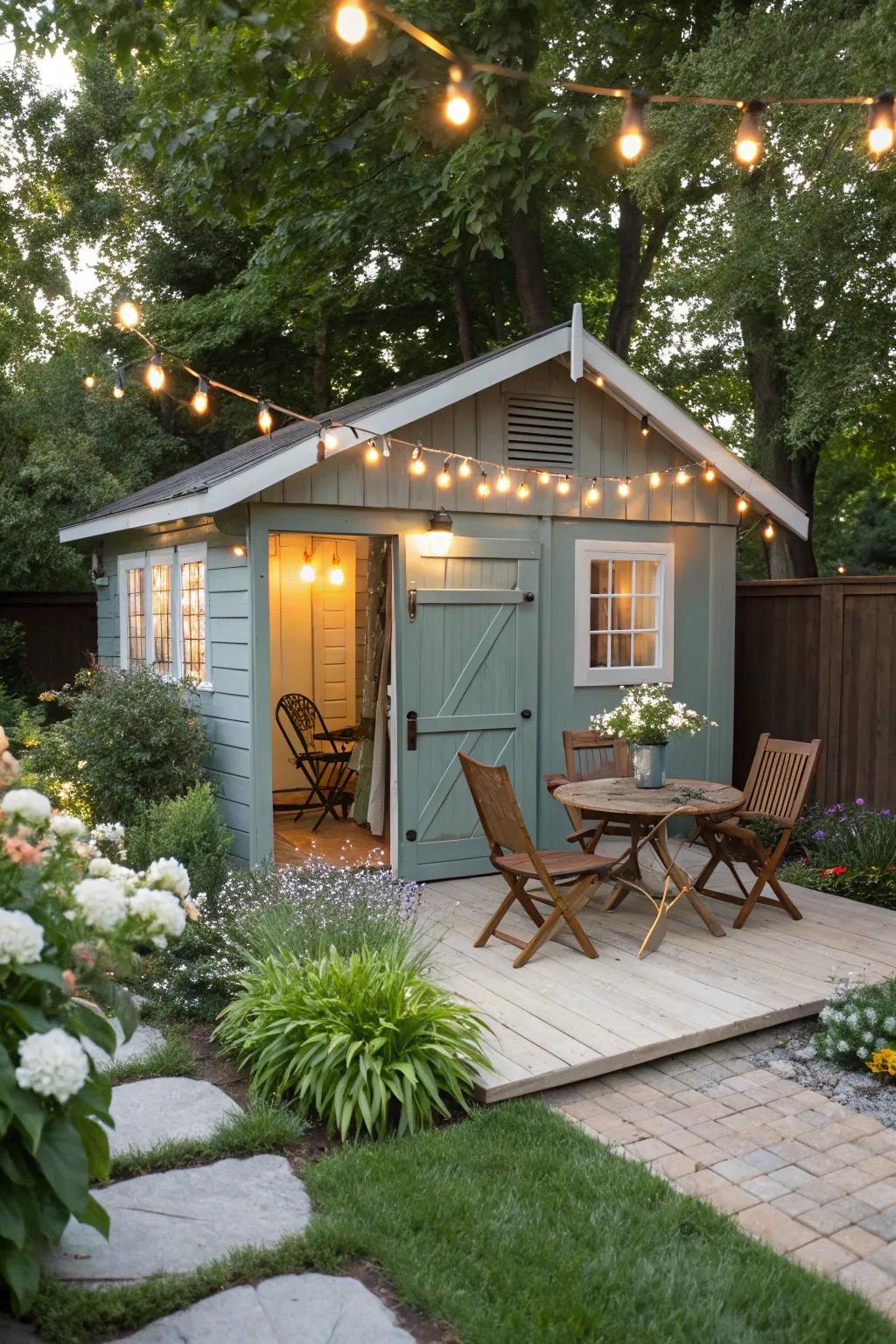 A cozy retreat area improving the shed's practicality.