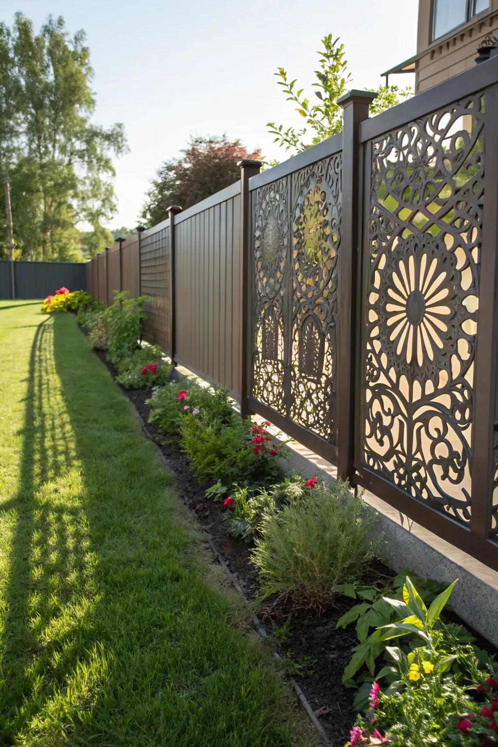 Laser-cut designs turn a fence into a work of art.