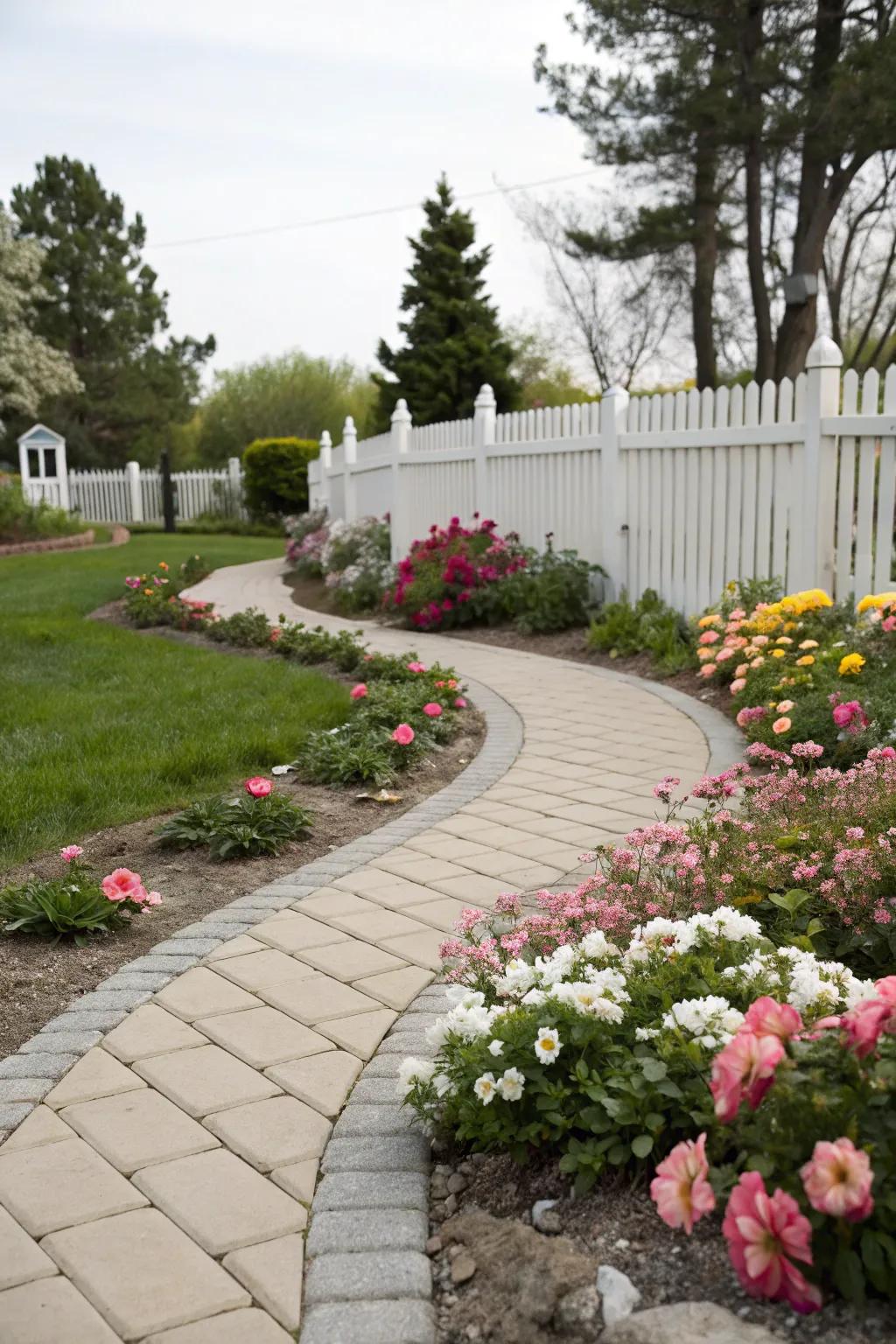 Curves add elegance and charm to your side yard walkway.
