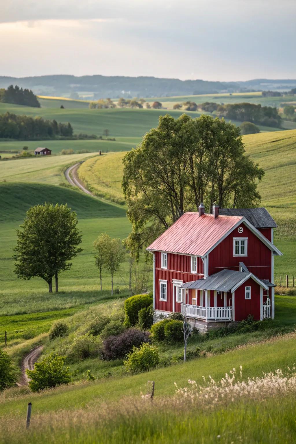 Bold red siding for a striking and warm home exterior.