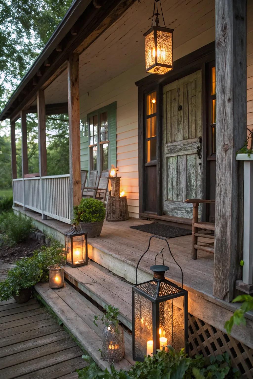 Brighten your porch with charming candle lights.